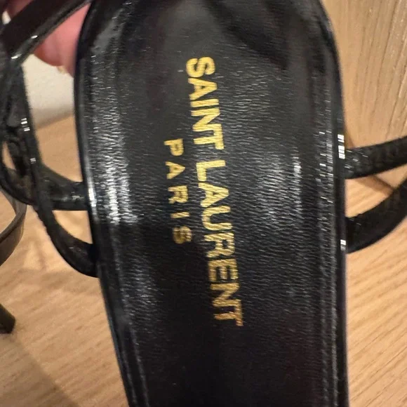 Saint Laurent Black Patent Strappy Platform Heels - Picture 15 of 16